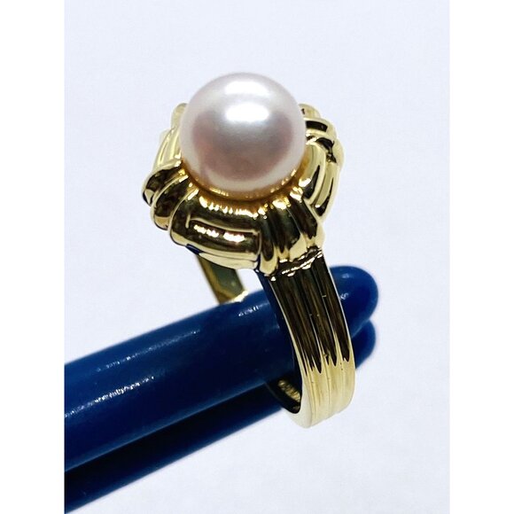 Tiffany & Co 18K 750 Yellow Gold Pearl Ring 6.2mm Akoya Pearl - Picture 1 of 8